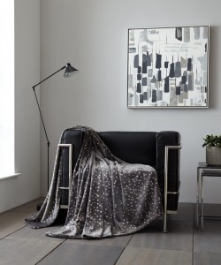 Throw Blanket STARS Glitter Charcoal 150x200