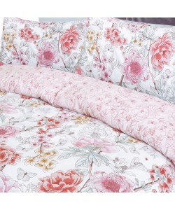 Double Duvet Set SKETCH FLORAL CORAL REVERSIBLE 200x200