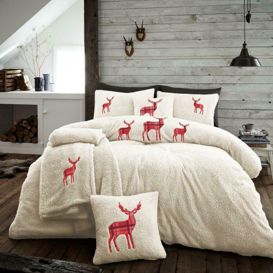 Single Microplush Comforter Set With Deer CREAM 135x200