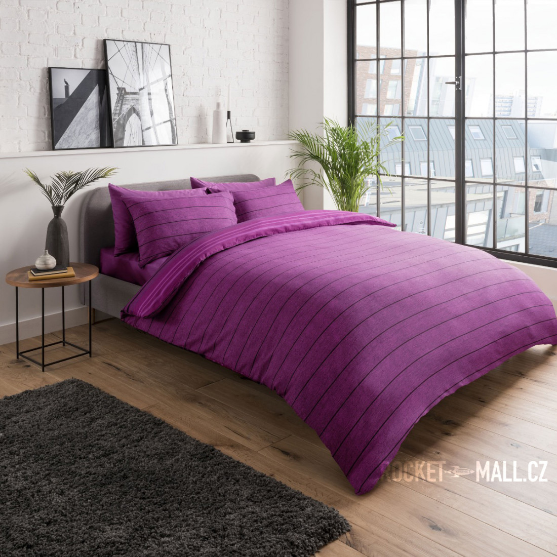 Double duvet set STRIPE PURPLE REVERSIBLE 200x200 cm can be purchased