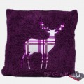 Stag Embroided Soft Teddy Feel Cushion Cover PURPLE 45x45