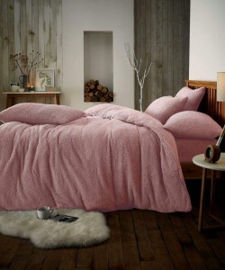 Double Microplush Comforter Set SOFT TEDDY FEEL PINK 200x200