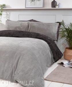 Povlečení mikroplyš na 1-lůžko GREY RIBBED 137x200