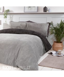Povlečení mikroplyš na 1-lůžko GREY RIBBED 137x200