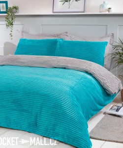 Povlečení mikroplyš na dvoulůžko TEAL RIBBED 200x200