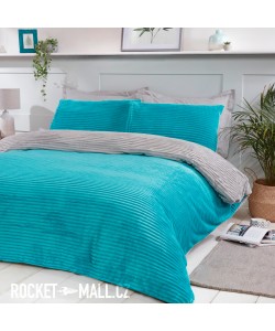 Povlečení mikroplyš na dvoulůžko TEAL RIBBED 200x200