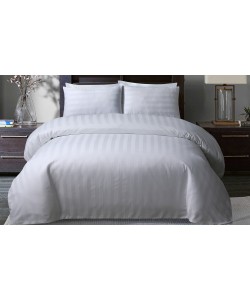 Satin Hotel Quality Double Bedding Set STRIPE WHITE 200x200