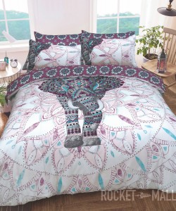 Double duvet set ELEPHANT MANDALA PURPLE REVERSIBLE 200x200