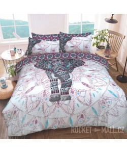 Povlečení na dvoulůžko ELEPHANT MANDALA PURPLE REVERSIBLE 200x200