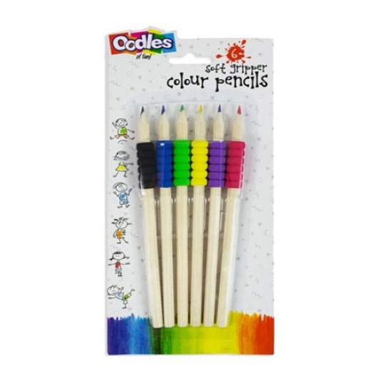 6 Soft Gripper Colour Pencils