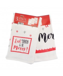 Sada 3 bavlněných utěrek 40x60 Eat Drink Be Merry