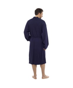 Mens Plain Colour Waffle Dressing Gown NAVY