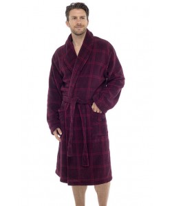 Mens Check Print Supersoft Dressing Gown RED