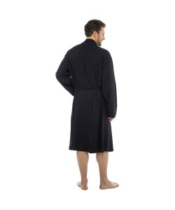 Mens Plain Colour Waffle Dressing Gown BLACK