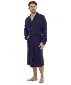 Mens Plain Colour Waffle Dressing Gown NAVY