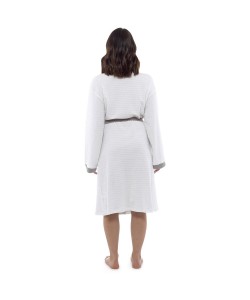 Womens Plain Colour Waffle Dressing Gown WHITE