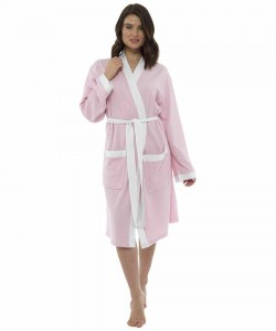 Womens Plain Colour Waffle Dressing Gown PINK