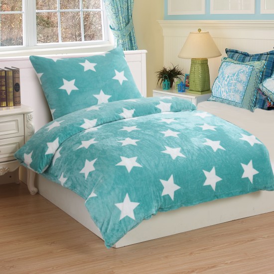 Microplush Comforter Set STARS MINT 140x200