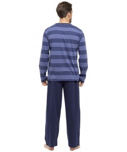 Pánská pyžamo s dlouhým rukávem MODRÉ
