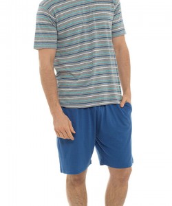 Pánské pyžamo s pruhovým tiskem modré LOUNGE SET