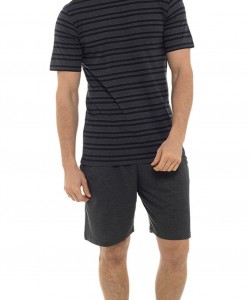 Pánské pyžamo s pruhovým tiskem šedé LOUNGE SET