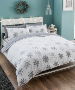 Cotton Single Duvet Set WINTER REVERSIBLE OMBRE SNOWFLAKES 135x200